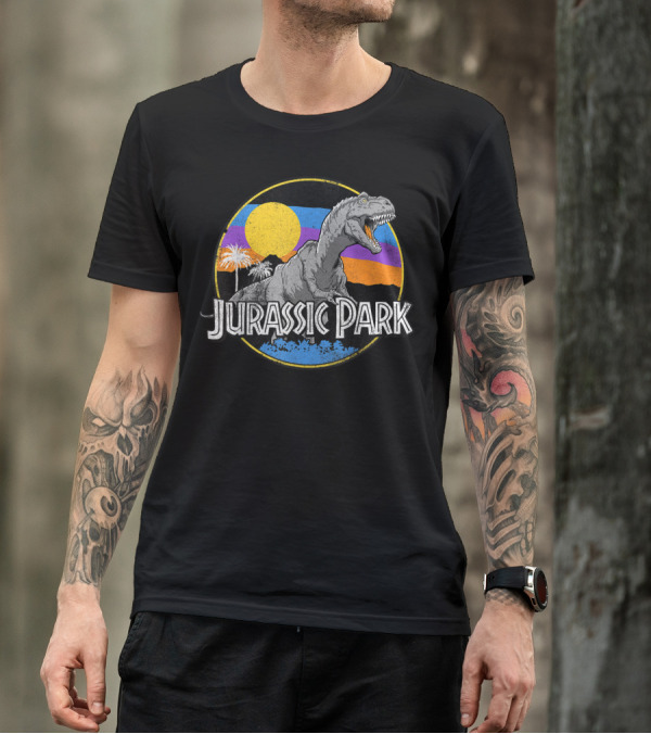 Jurassic Park T-Rex Sunset Circle T-Shirt