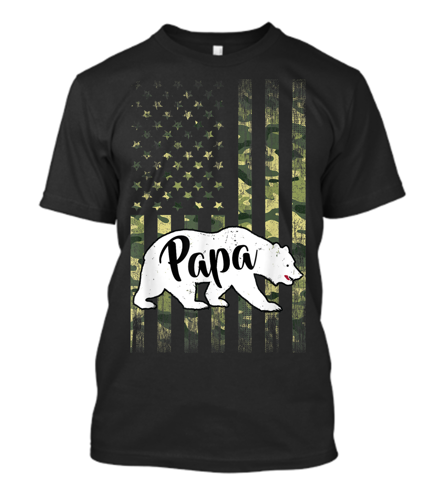Papa Bear Camouflage American Flag T-Shirt