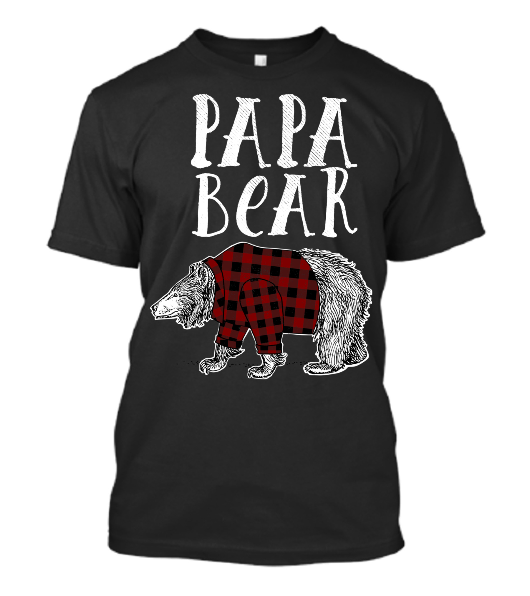 Papa Bear Plaid Lumberjack Flannel Bear Wearing T-Shirt
