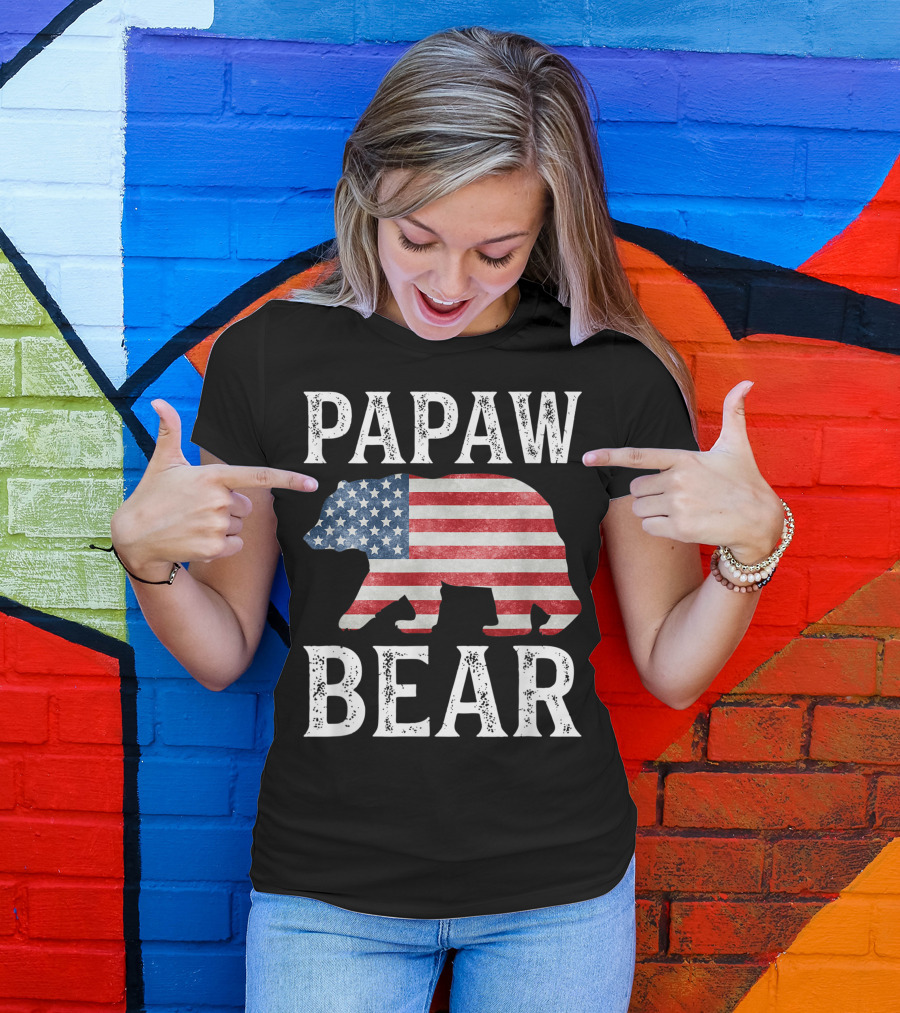 Papaw Bear American Flag Bear T-Shirt