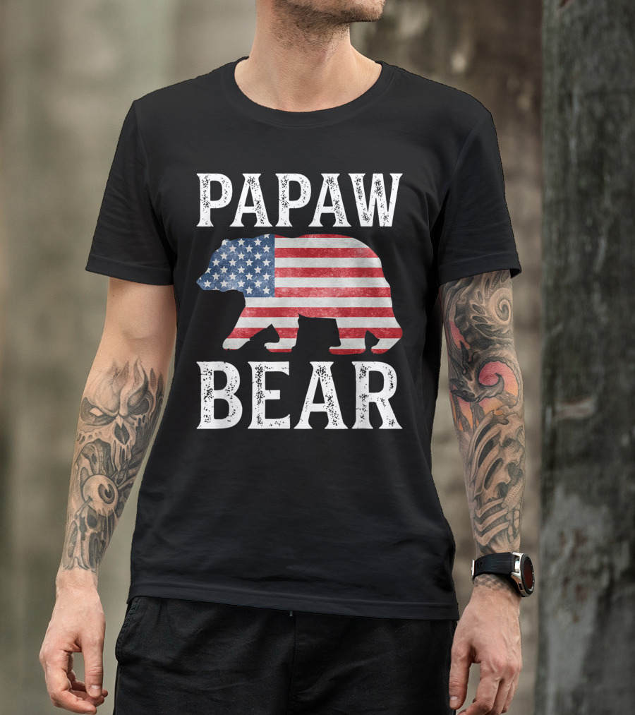 Papaw Bear American Flag Bear T-Shirt