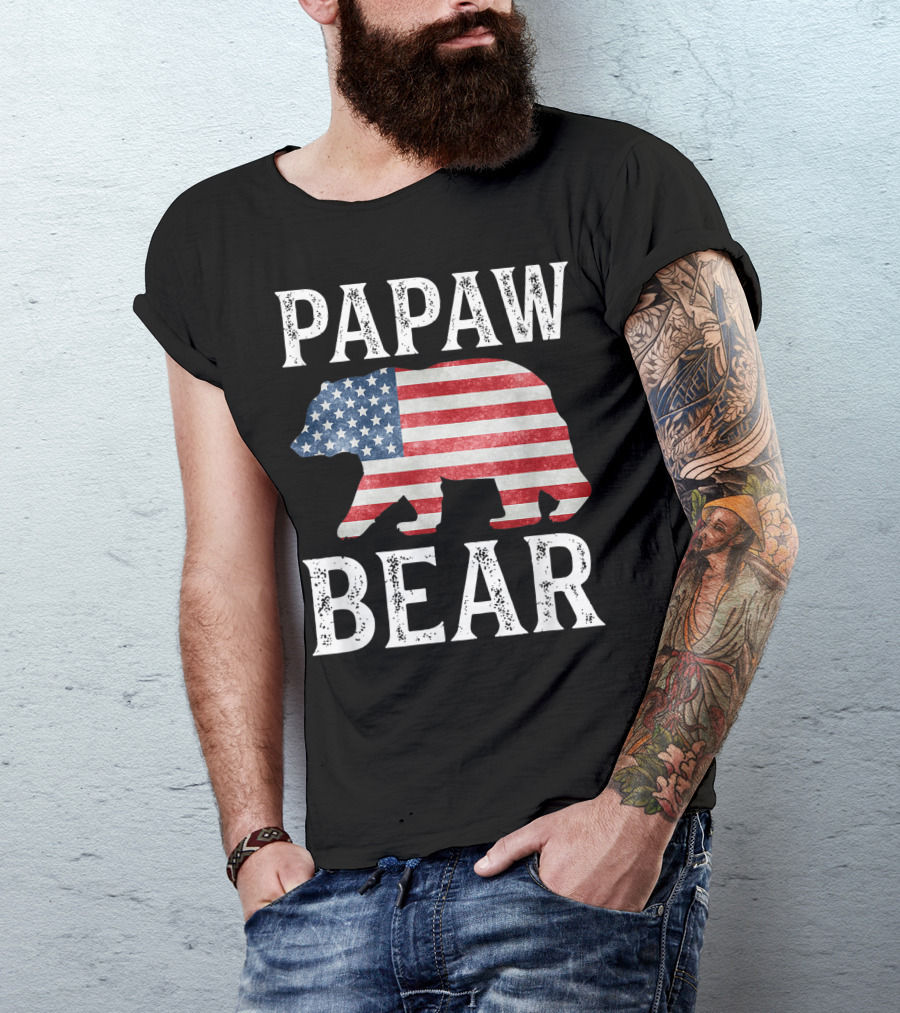Papaw Bear American Flag Bear T-Shirt
