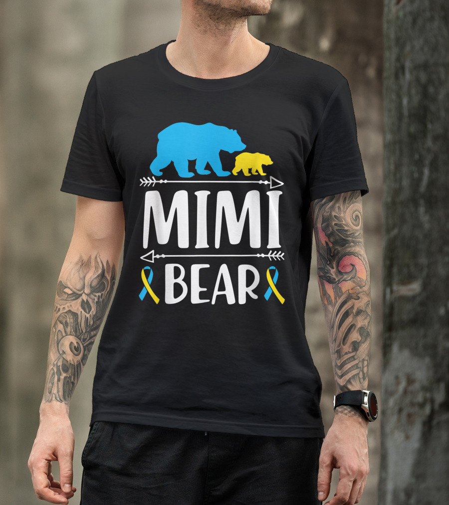 Mimi Bear Down Syndrome Awareness Proud Grandma Bears And Ribbons T-Shirt