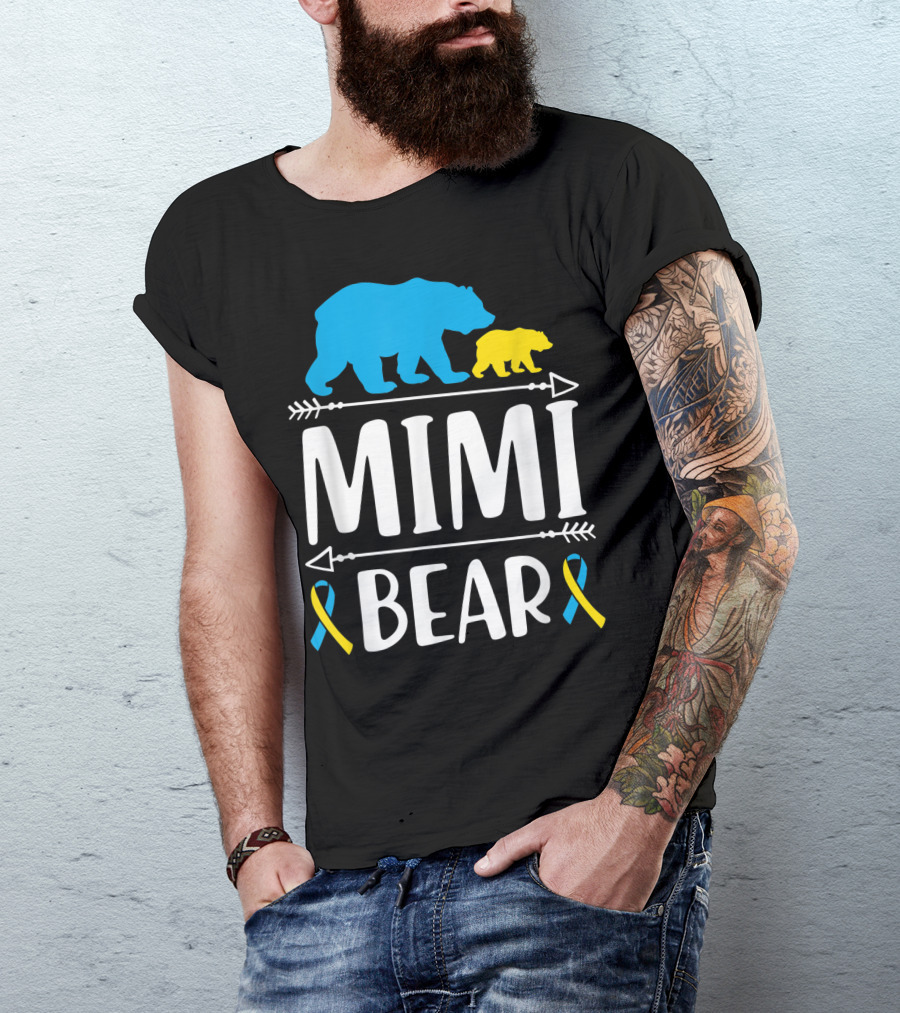 Mimi Bear Down Syndrome Awareness Proud Grandma Bears And Ribbons T-Shirt