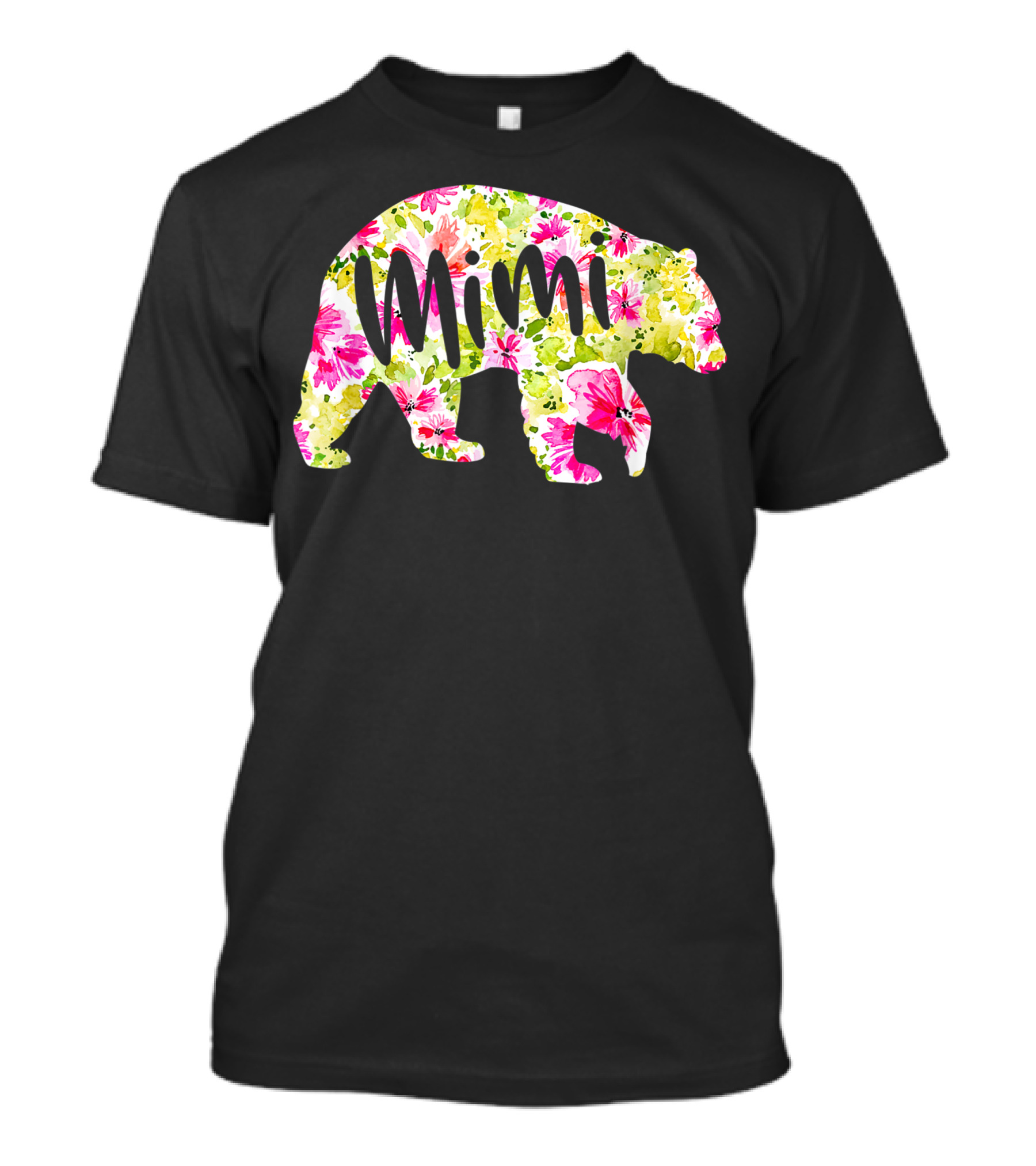 Mimi Bear Floral Grandma Christmas Grandkid T-Shirt
