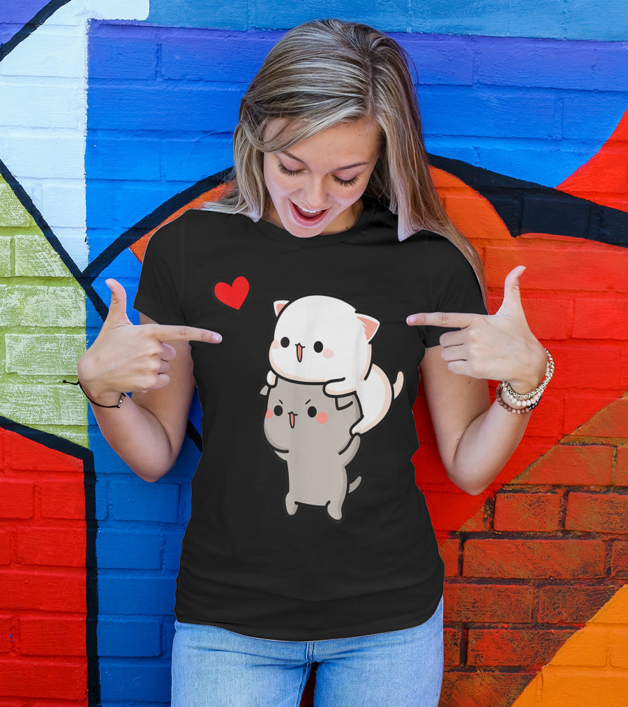 Mochi Peach Cat Goma Love Carry Me Home Valentines Lovers T-Shirt
