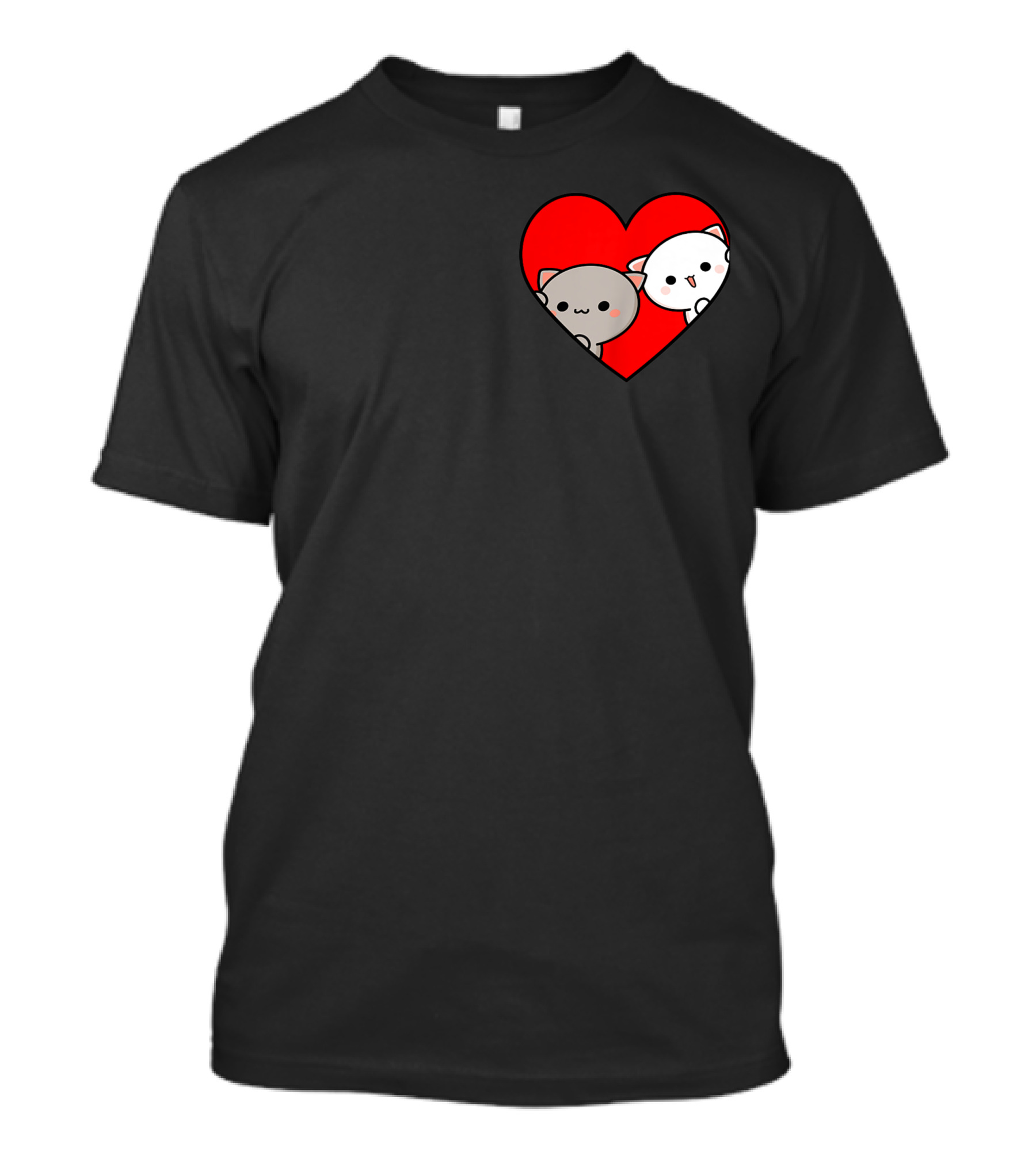 Mochi Peach Cat Goma Kittens In Your Heart Valentines Cats T-Shirt