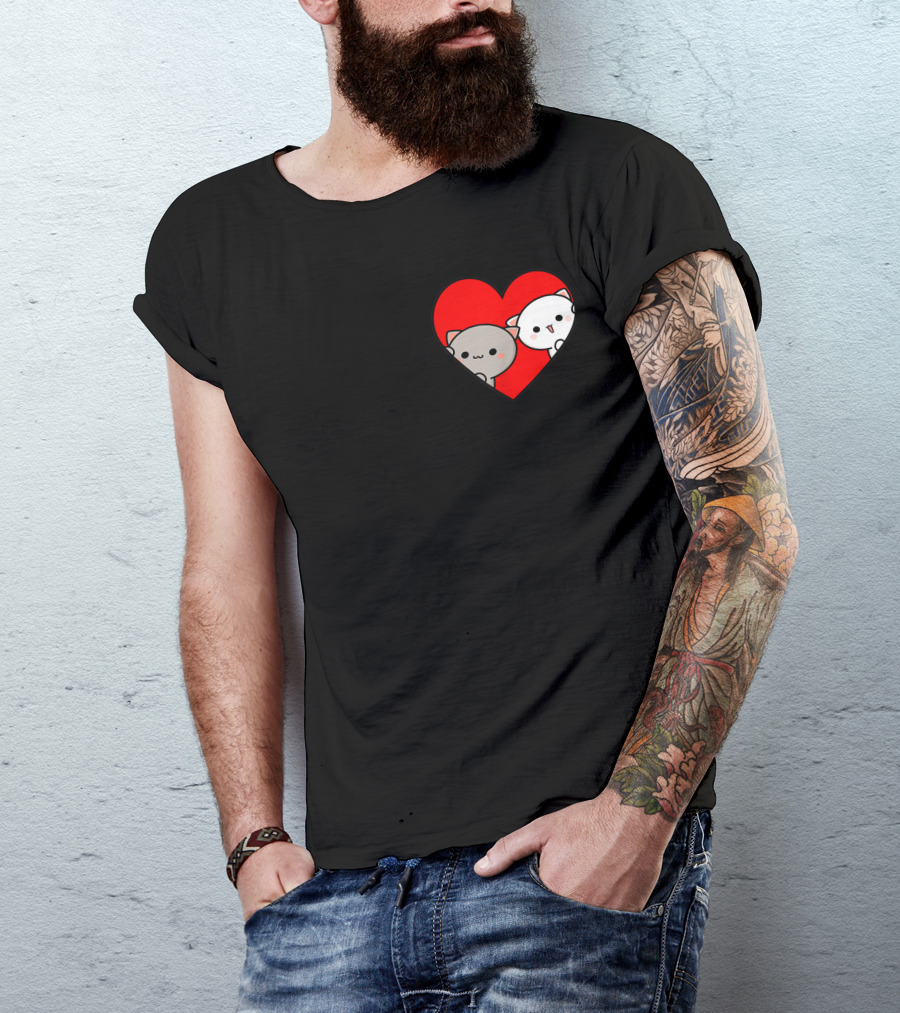 Mochi Peach Cat Goma Kittens In Your Heart Valentines Cats T-Shirt