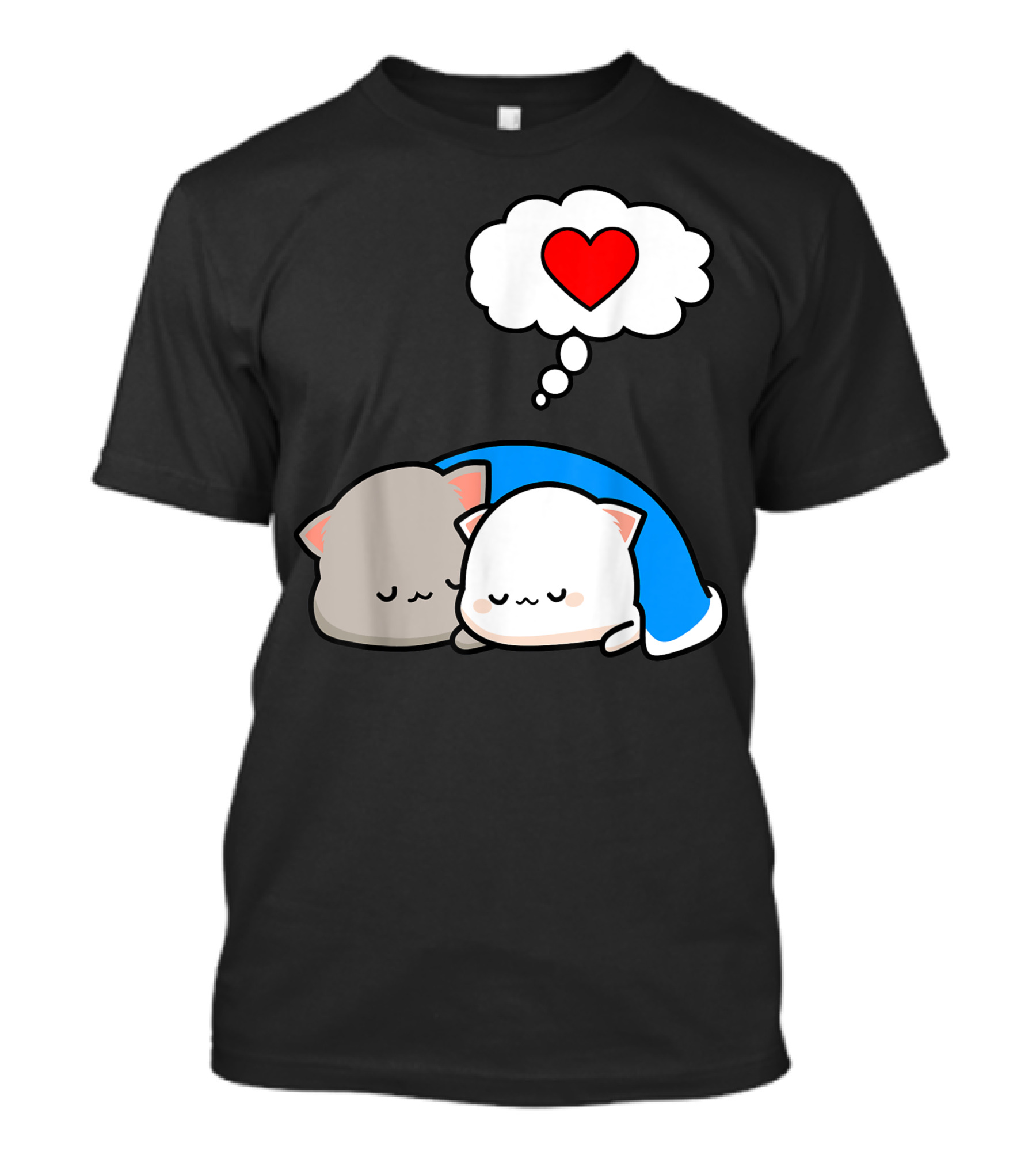 Mochi Peach Cat Goma Dream Lovers Valentines I Love Cats Heart Thought Bubble T-Shirt