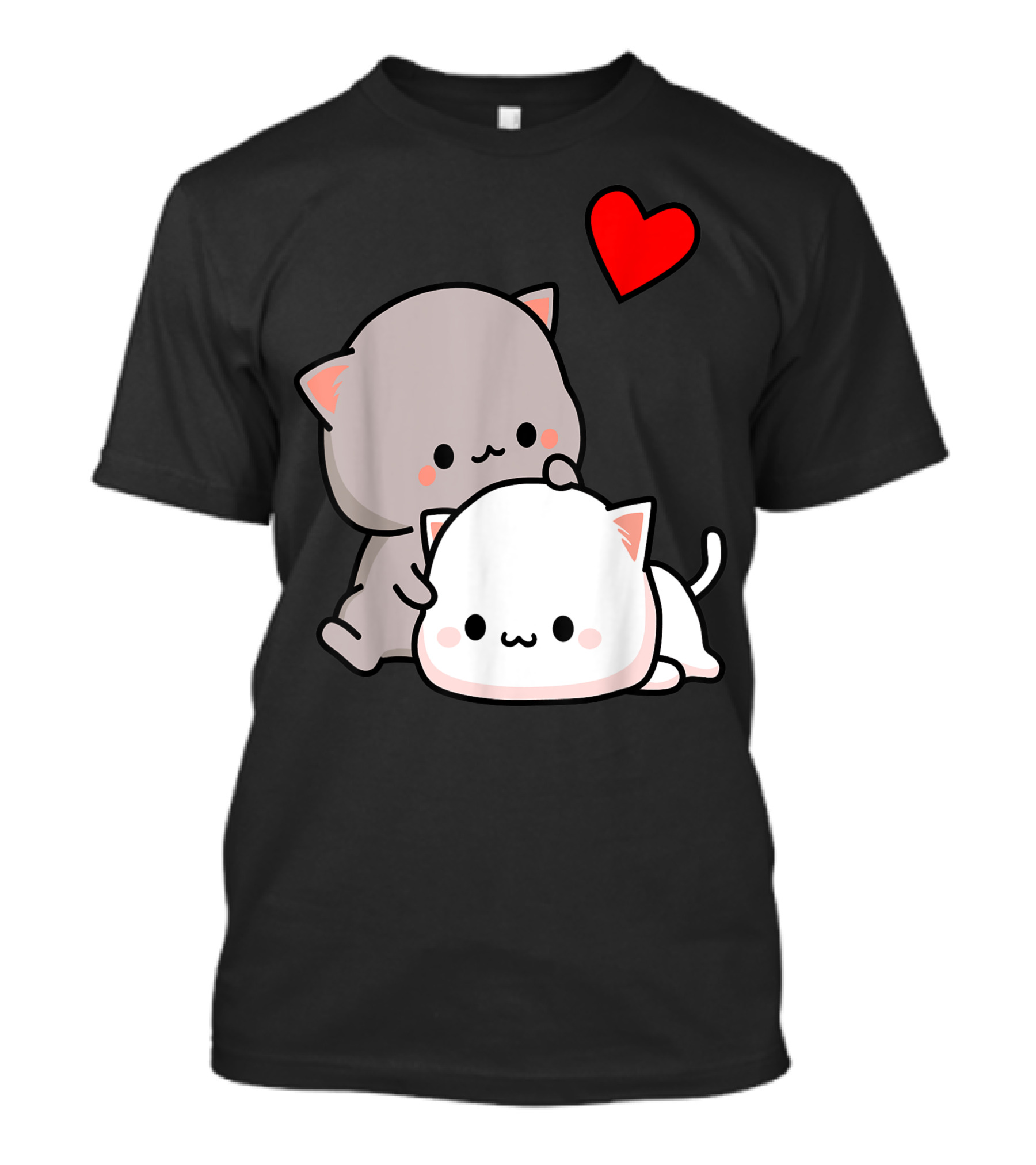 Mochi Peach Cat Goma Love Is Kind Love Hugs Kisses Valentine Heart T-Shirt