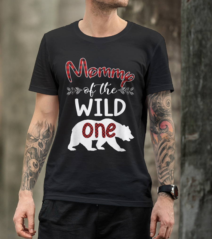 Mommy Of The Wild One Plaid Bear Birthday T-Shirt
