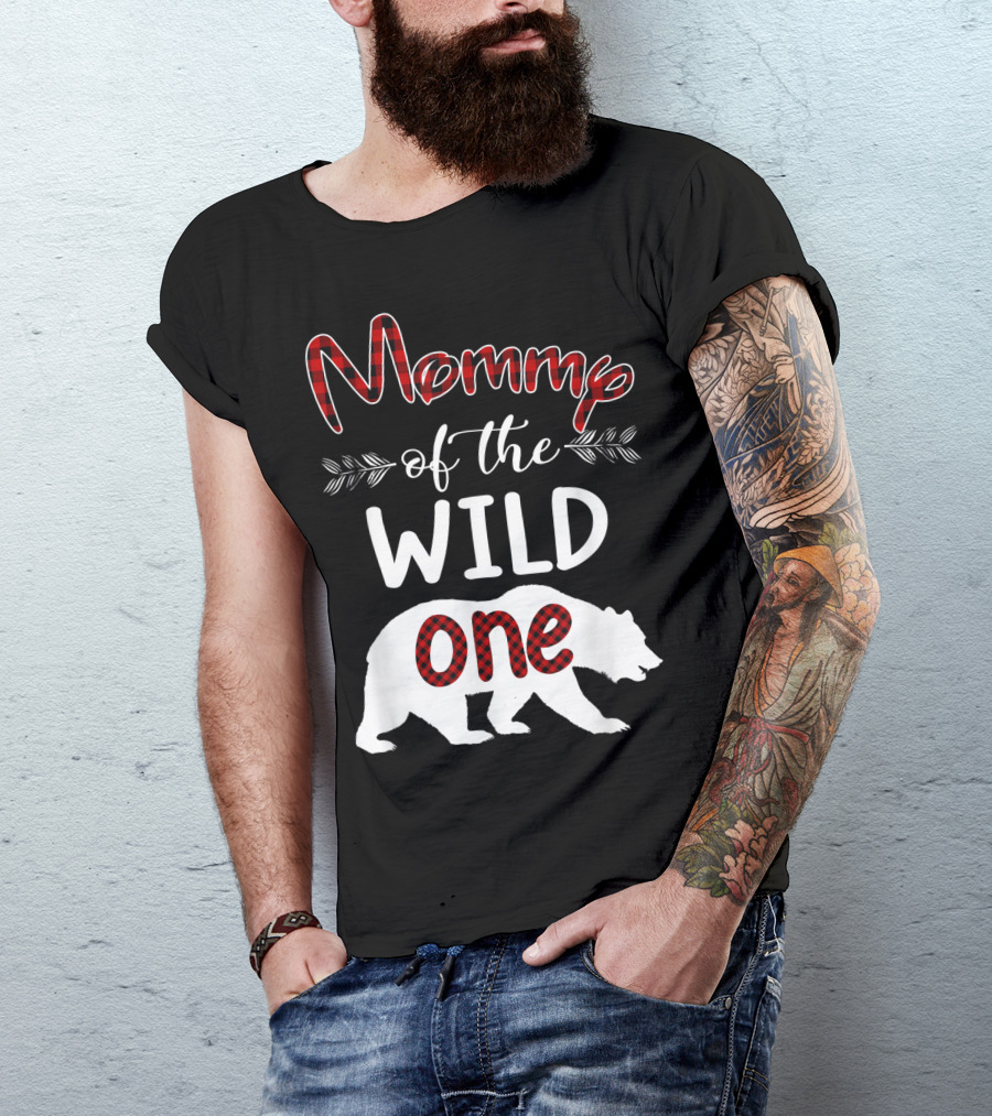 Mommy Of The Wild One Plaid Bear Birthday T-Shirt