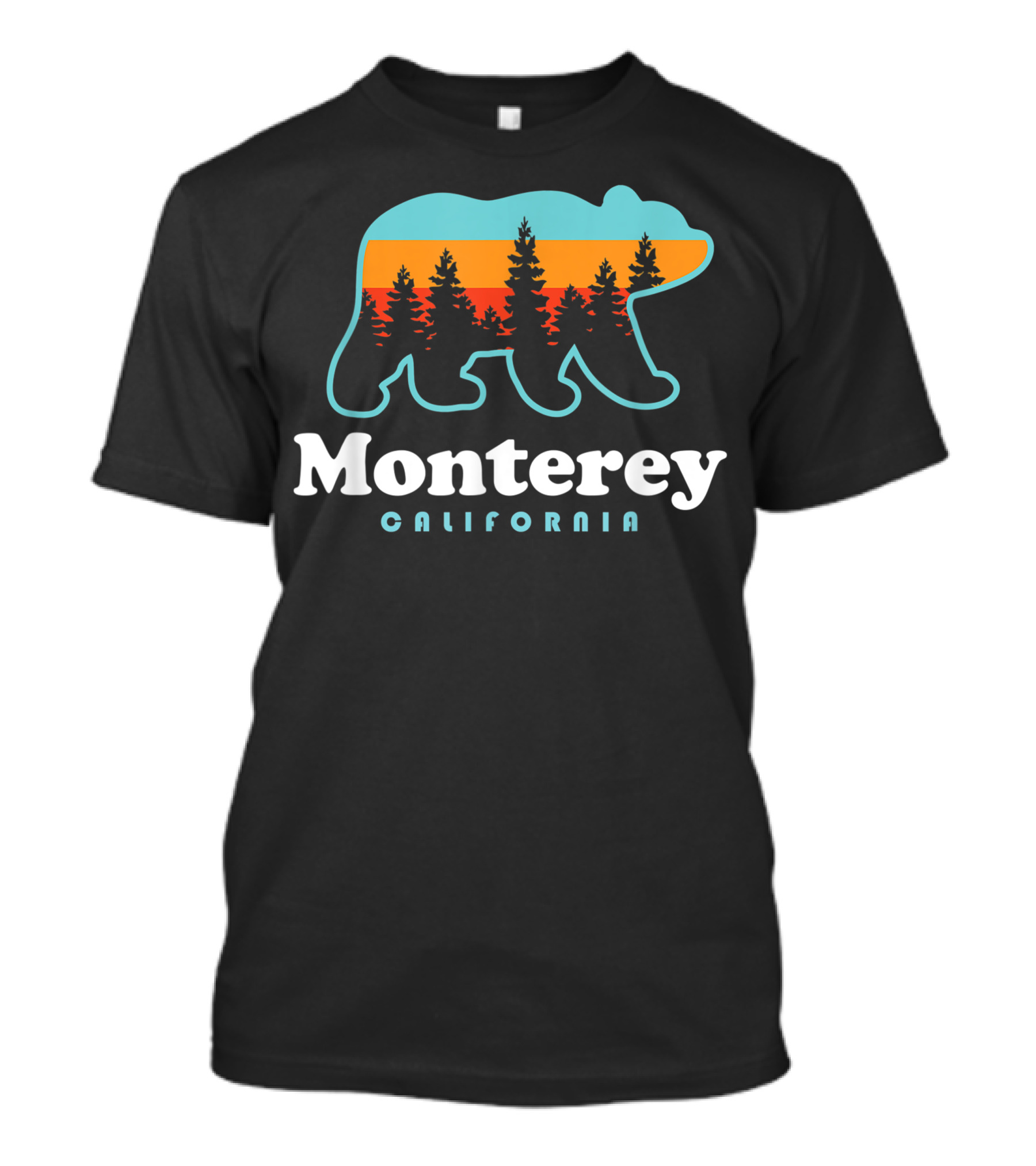 Monterey California Bear Silhouette With Sunset And Trees T-Shirt