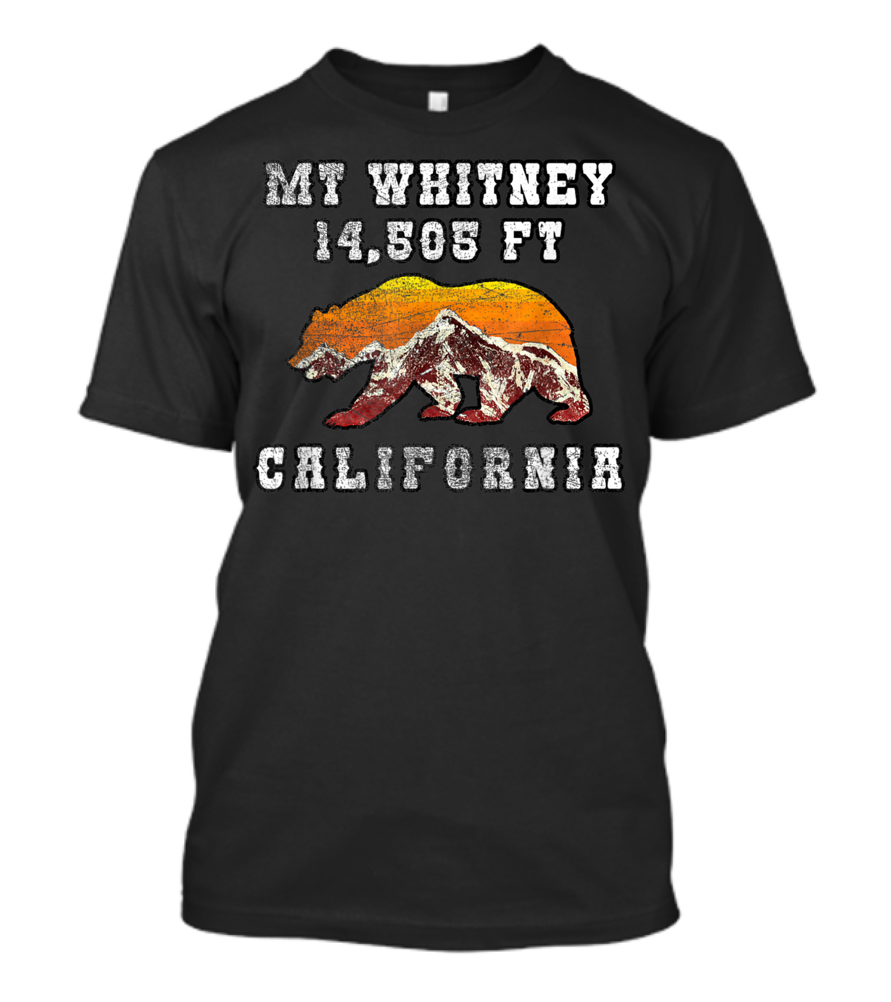 Mt Whitney 14,505 Ft California Bear Graphic Flag T-Shirt