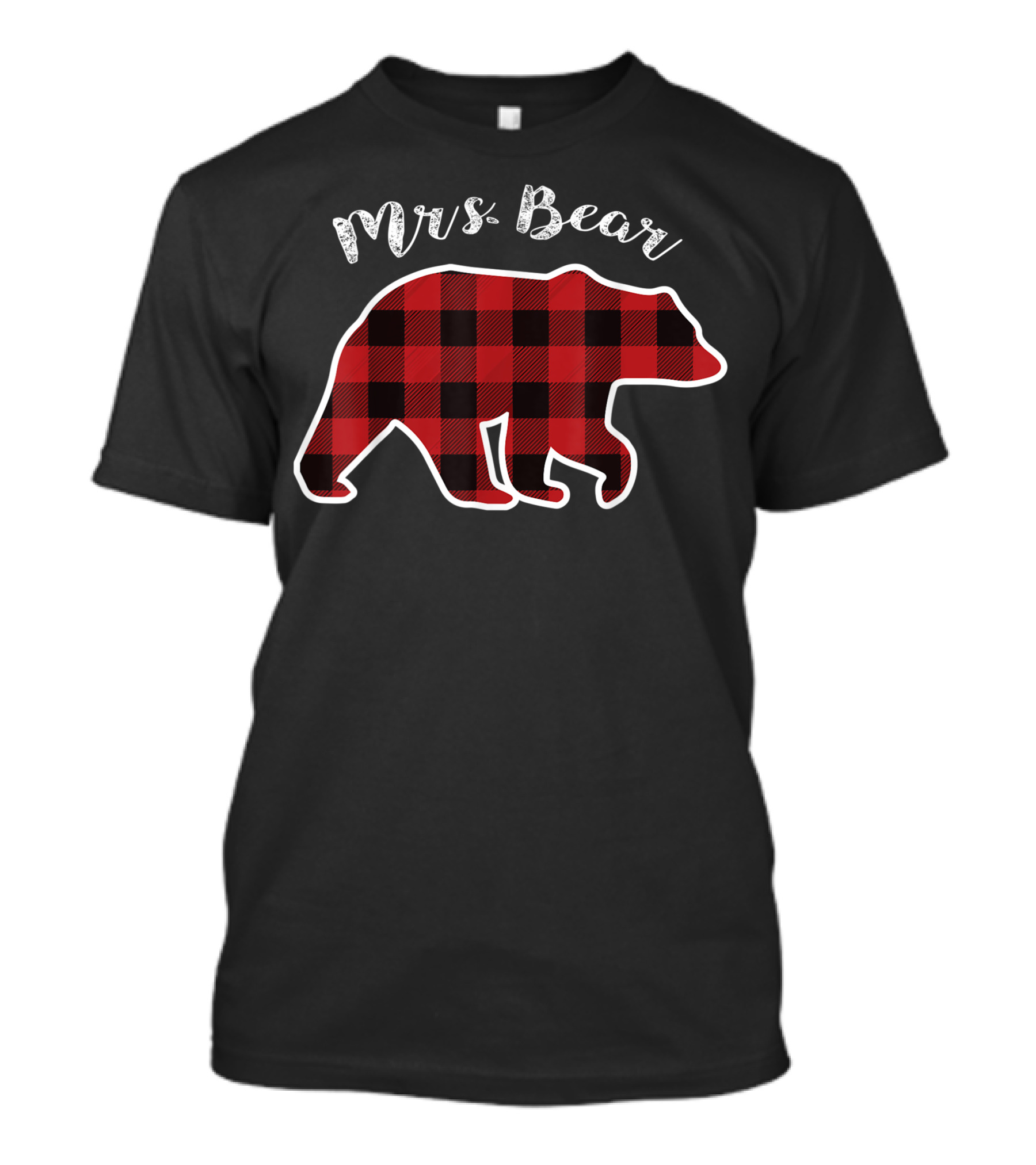 Mrs Bear Red Plaid Buffalo Check T-Shirt