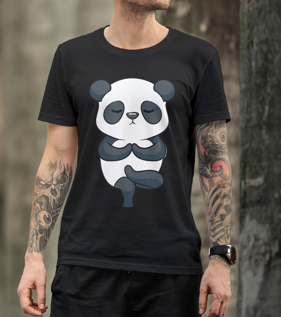Namaste Panda Yoga Meditation Pose Calm And Peaceful T-Shirt