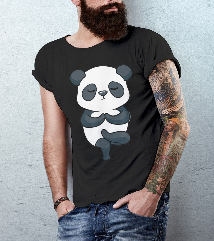 Namaste Panda Yoga Meditation Pose Calm And Peaceful T-Shirt