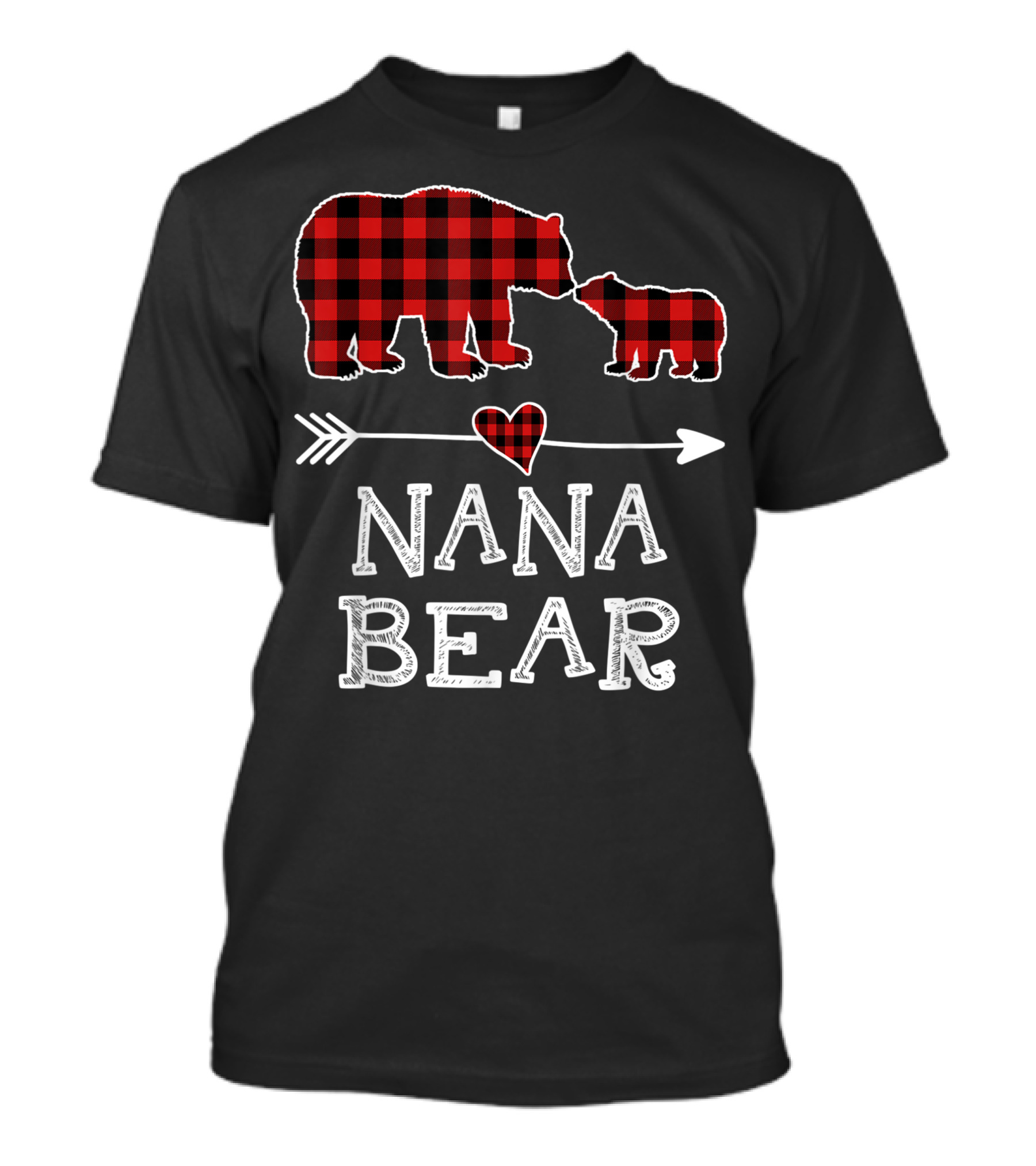Nana Bear Red Plaid Buffalo Family Christmas T-Shirt