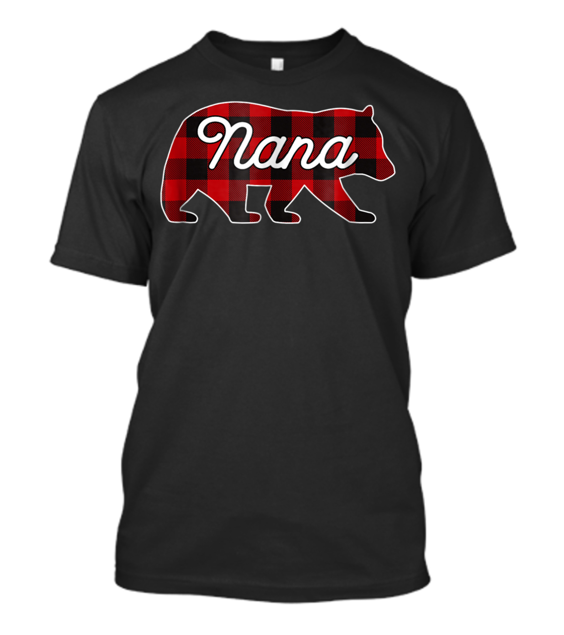 Nana Bear Red Buffalo Plaid Graphic With Bear T-Shirt