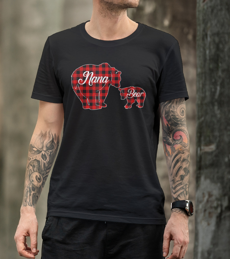 Nana Bear Buffalo Plaid Family Bears T-Shirt