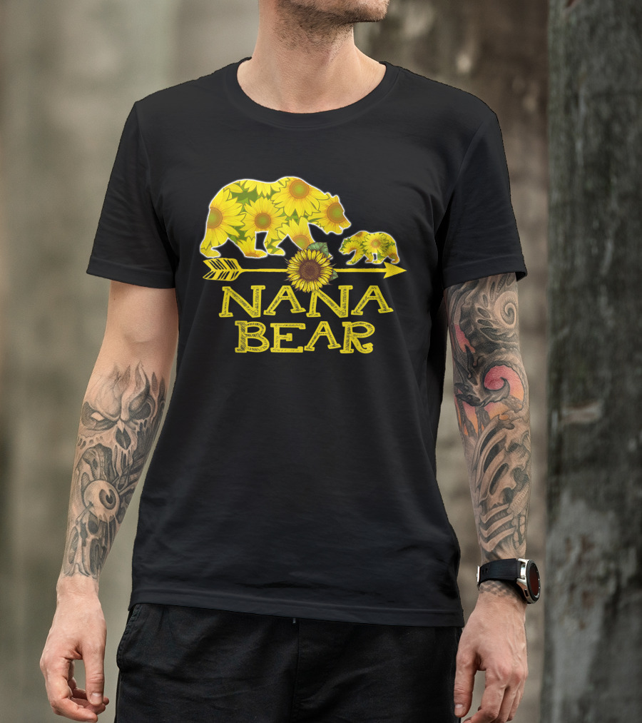 Nana Bear Sunflower Arrow Floral Family T-Shirt