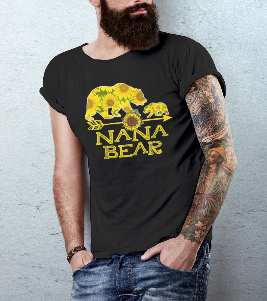 Nana Bear Sunflower Arrow Floral Family T-Shirt