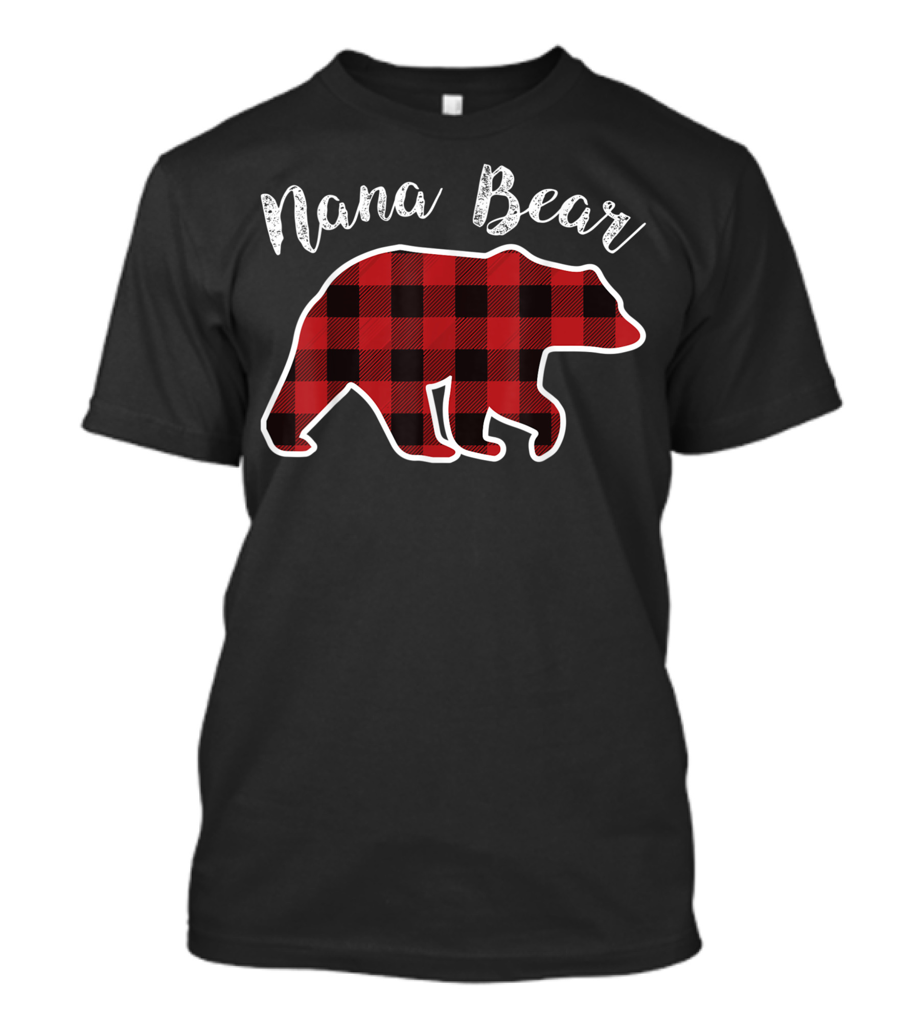 Nana Bear Red Plaid Buffalo Check T-Shirt