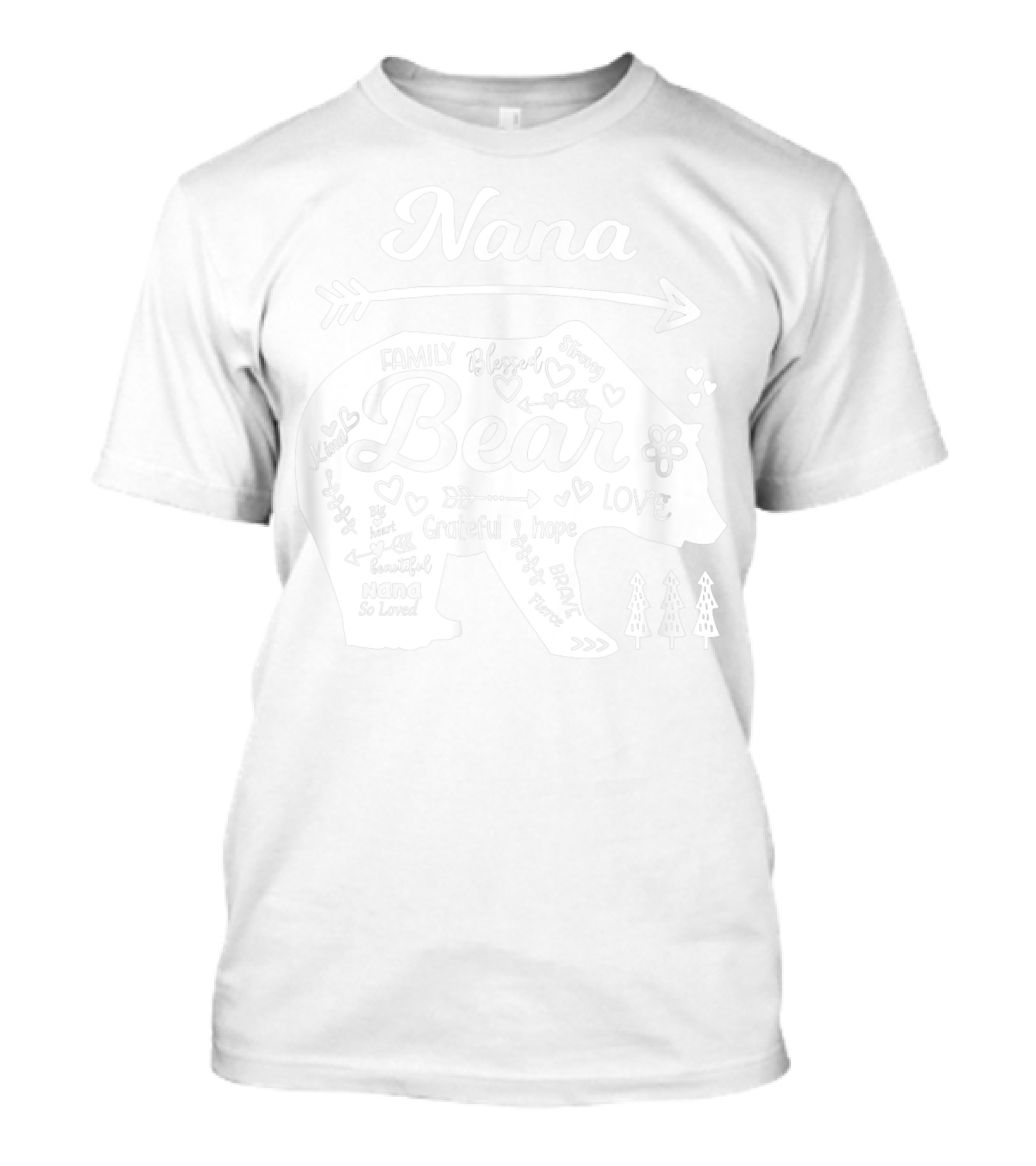 Nana Family Bear Strong Love Words Blessed Grateful Hope T-Shirt