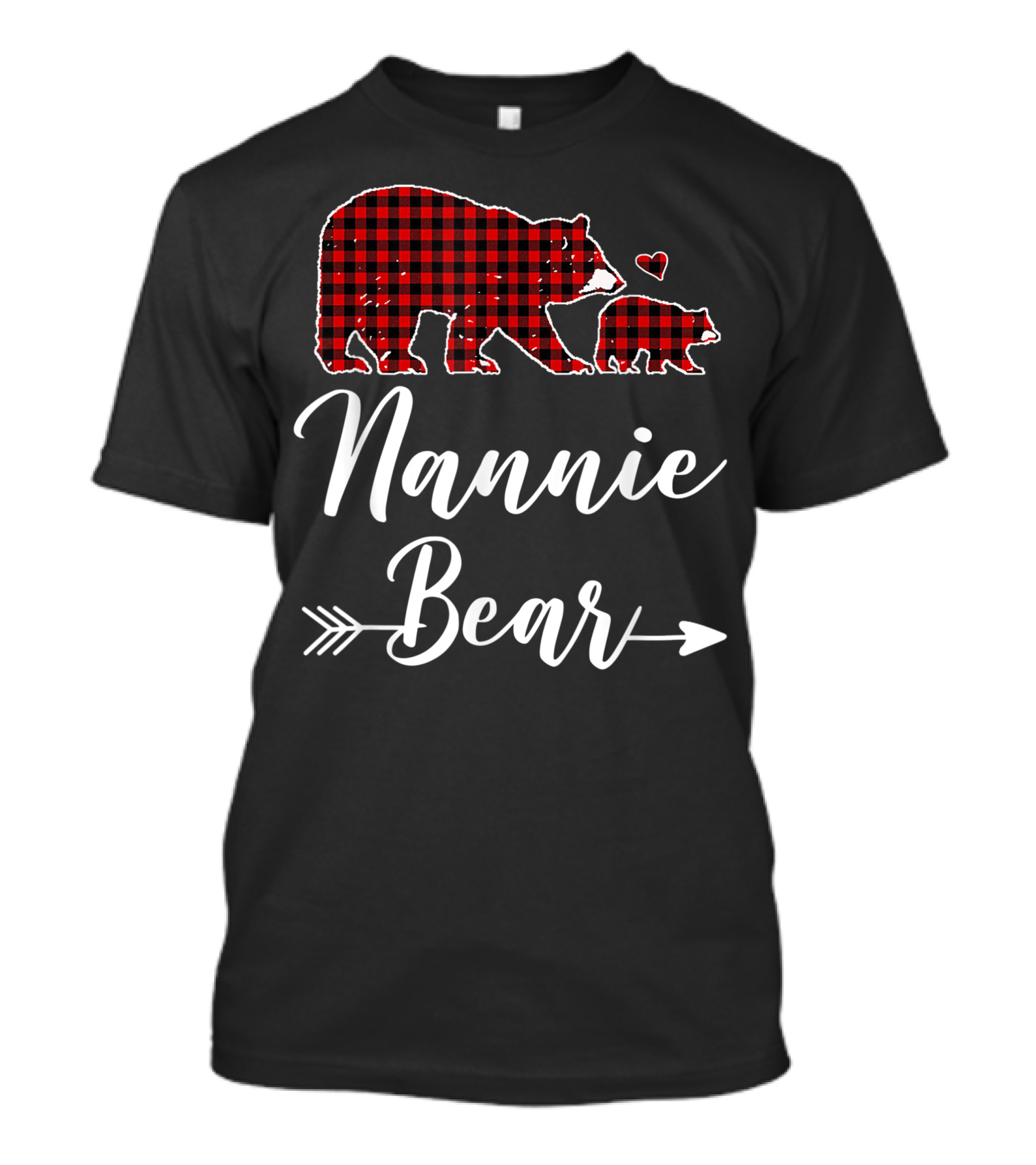 Nannie Bear Red Plaid Buffalo Check Christmas T-Shirt