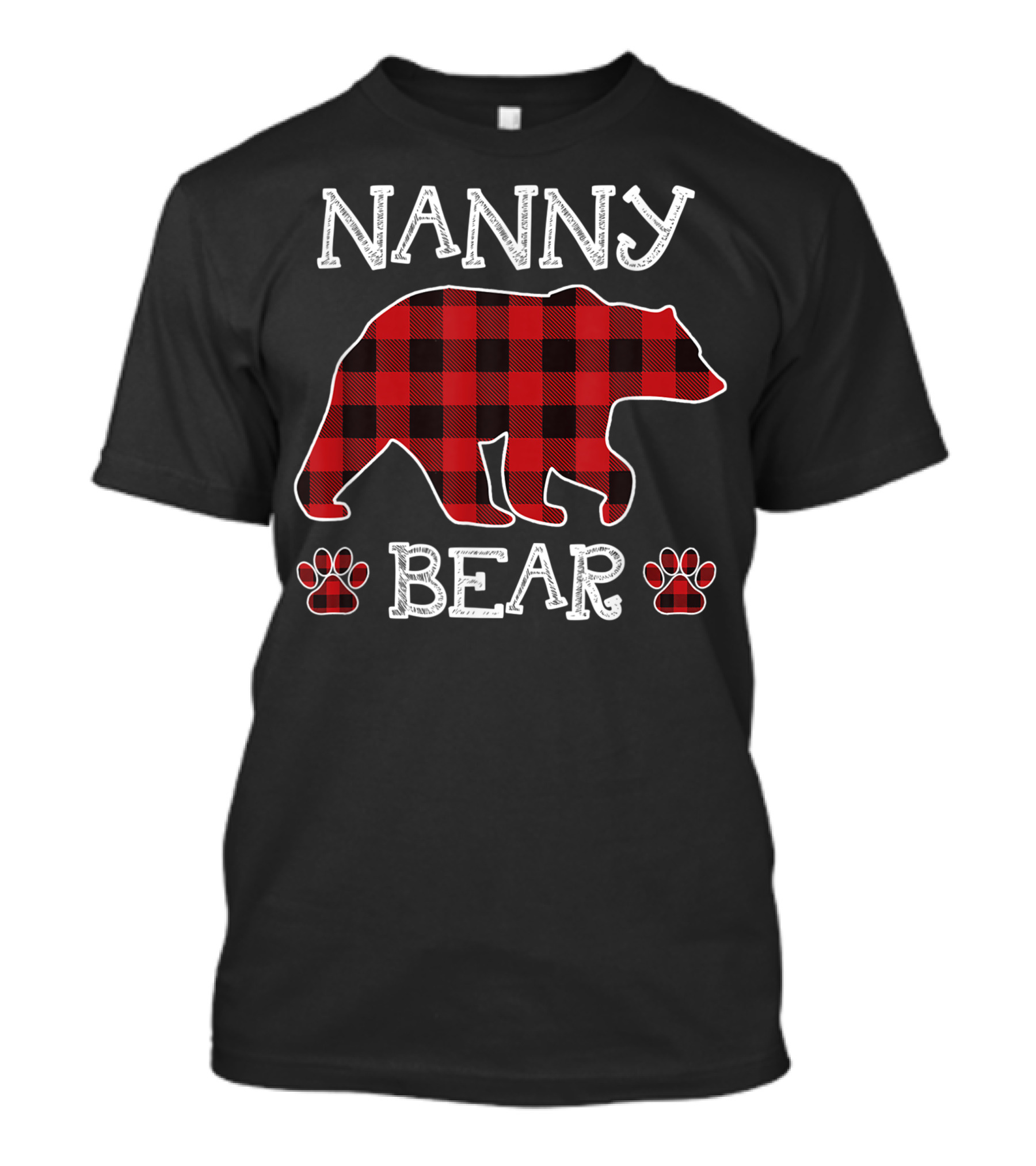Nanny Bear Red Plaid Buffalo Family Christmas T-Shirt
