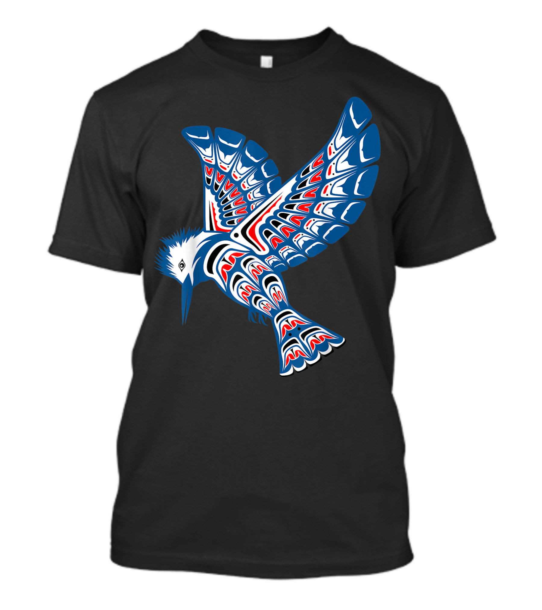 Native American Style Pacific Northwest Kingfisher Bird T-Shirt