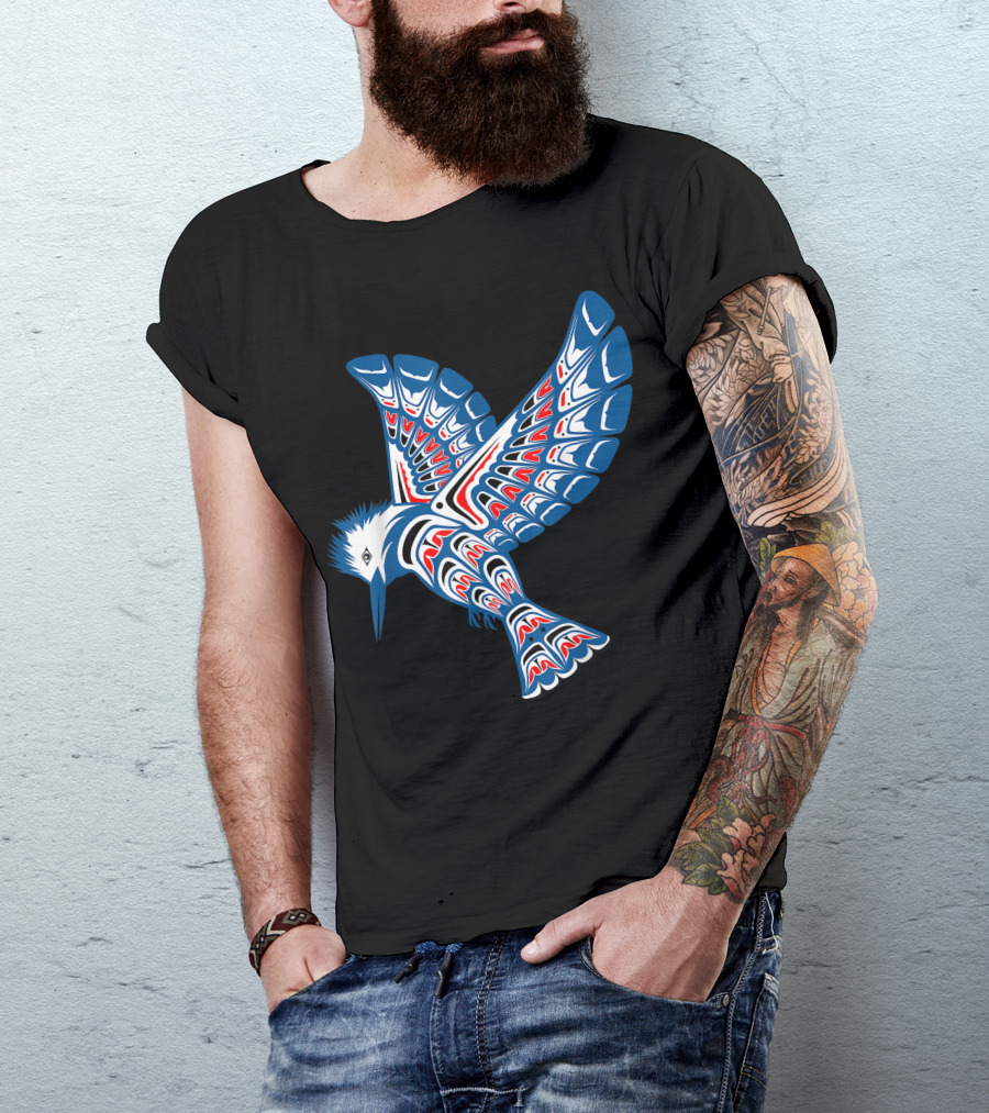 Native American Style Pacific Northwest Kingfisher Bird T-Shirt