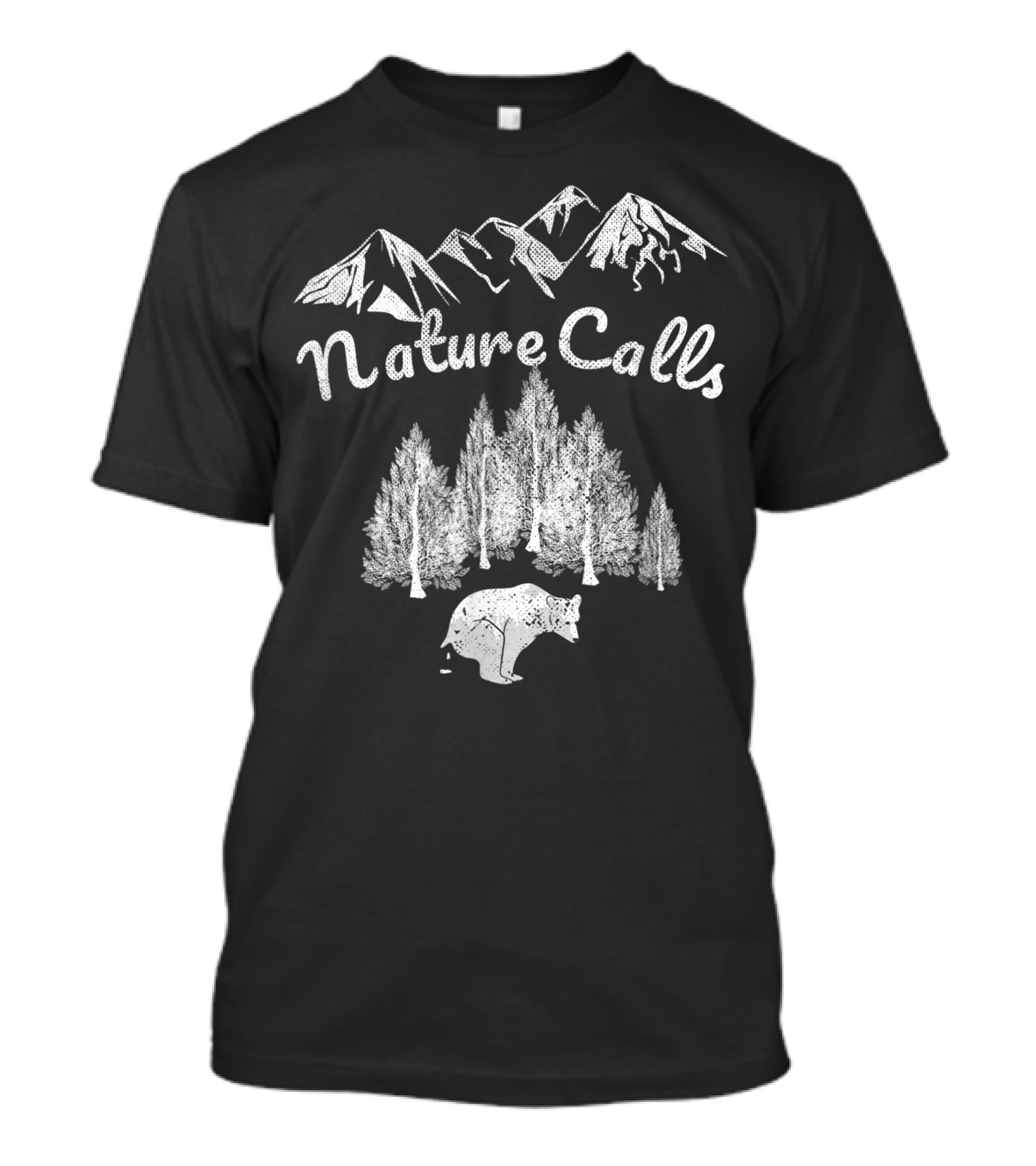 Nature Calls Bear Pooping Animal Camping Forest Mountain T-Shirt