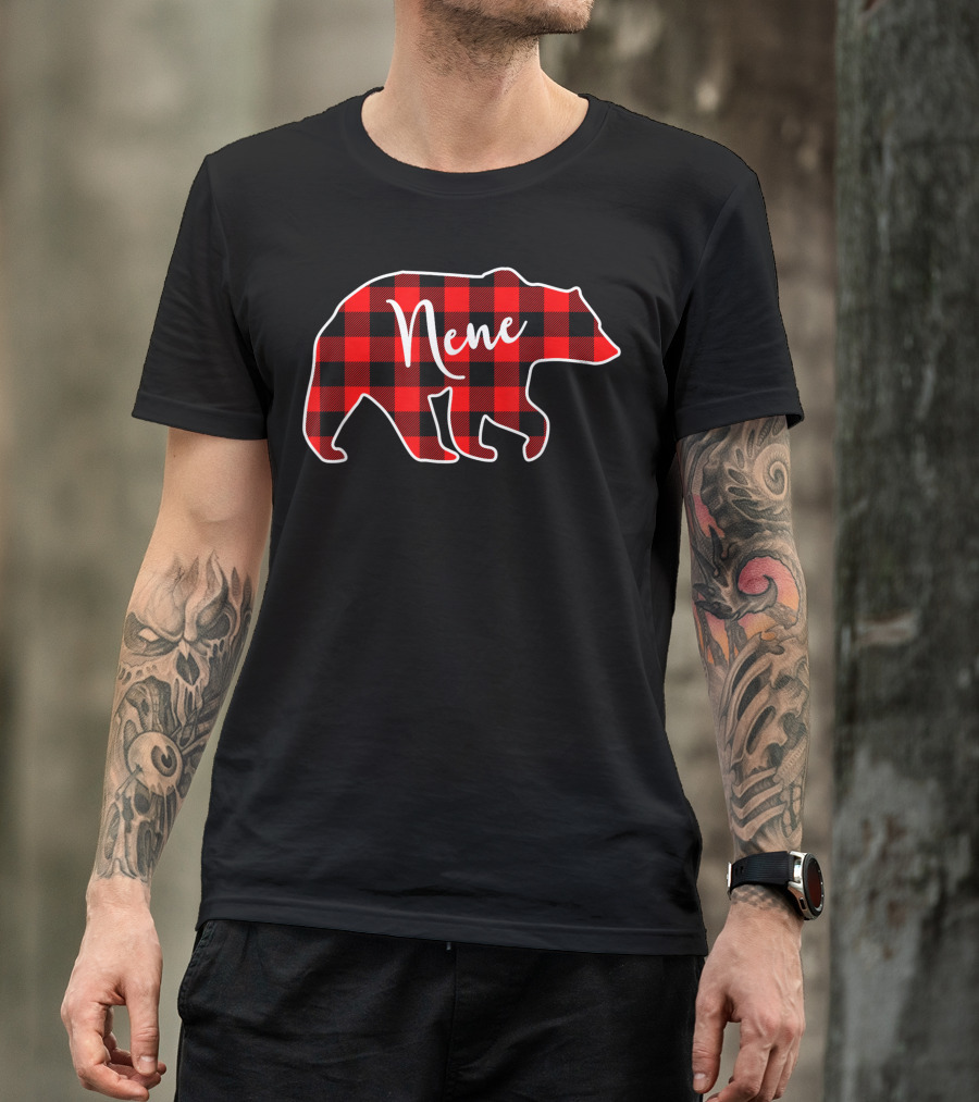 Nene Bear Red Plaid Buffalo Check T-Shirt