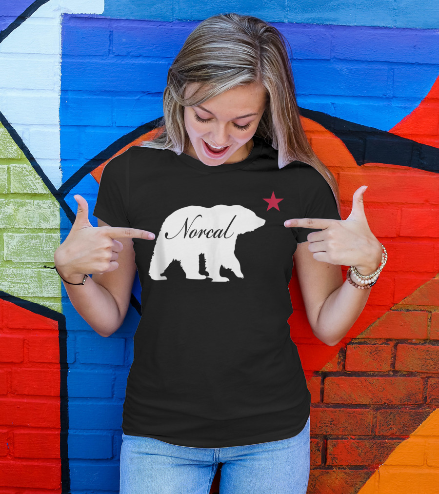 Norcal Northern California Bear Silhouette With Red Star T-Shirt