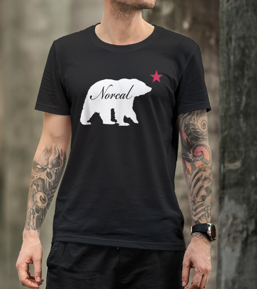 Norcal Northern California Bear Silhouette With Red Star T-Shirt