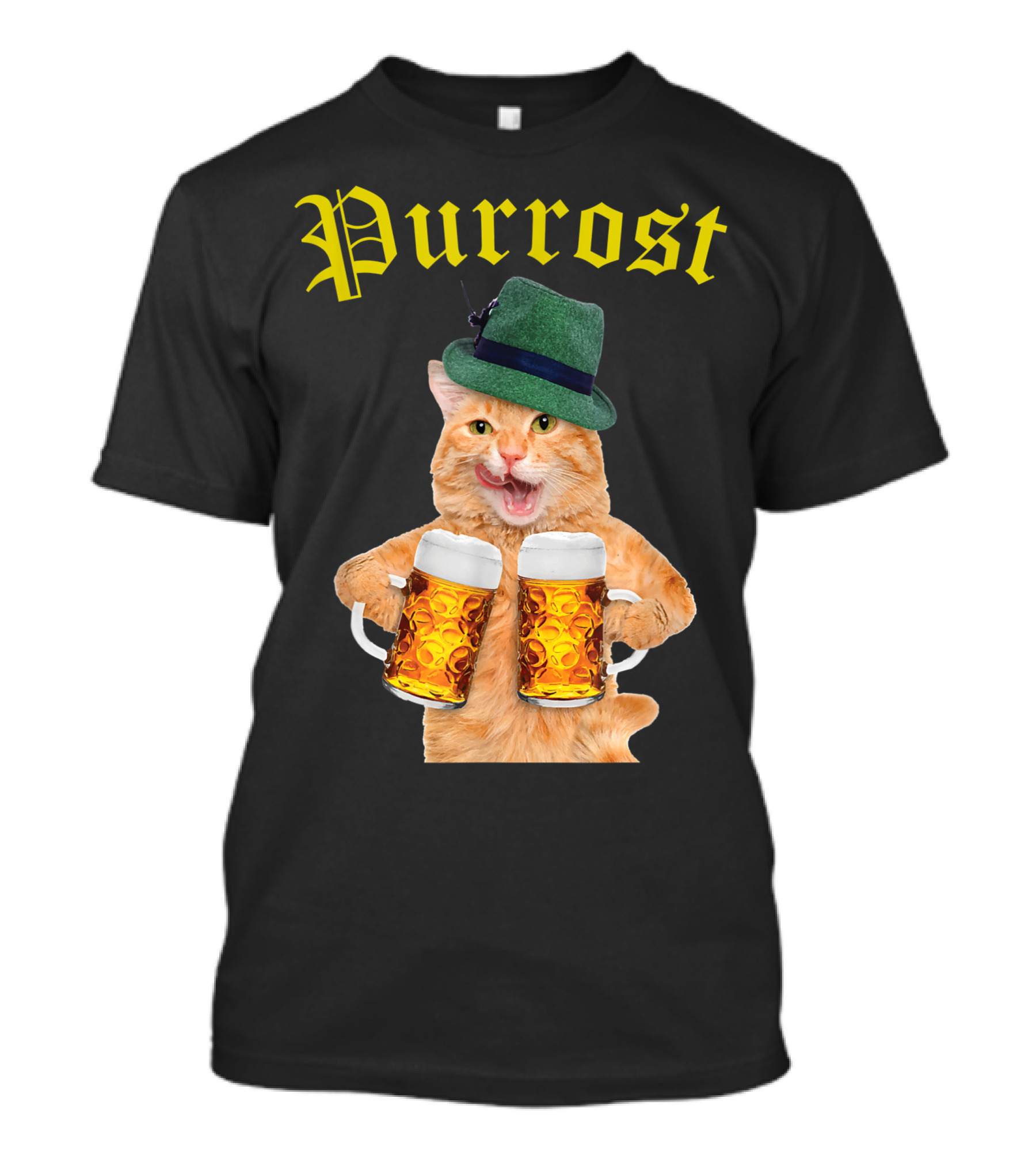 Purrost Oktoberfest Cat Kitty Drinking Beer With Hat T-Shirt