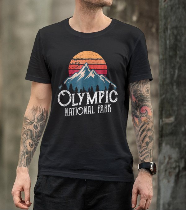 Olympic National Park Washington Mountains Vintage Sunset T-Shirt