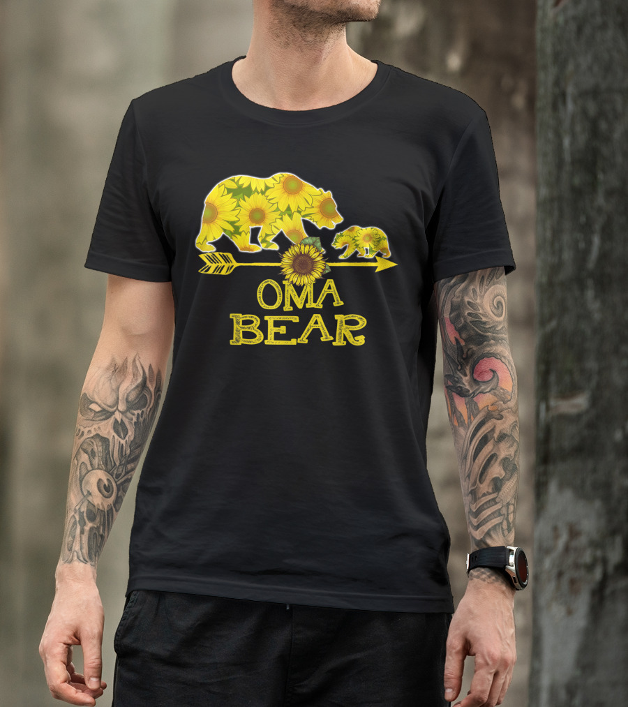 Oma Bear Sunflower With Arrow And Bear Cubs T-Shirt