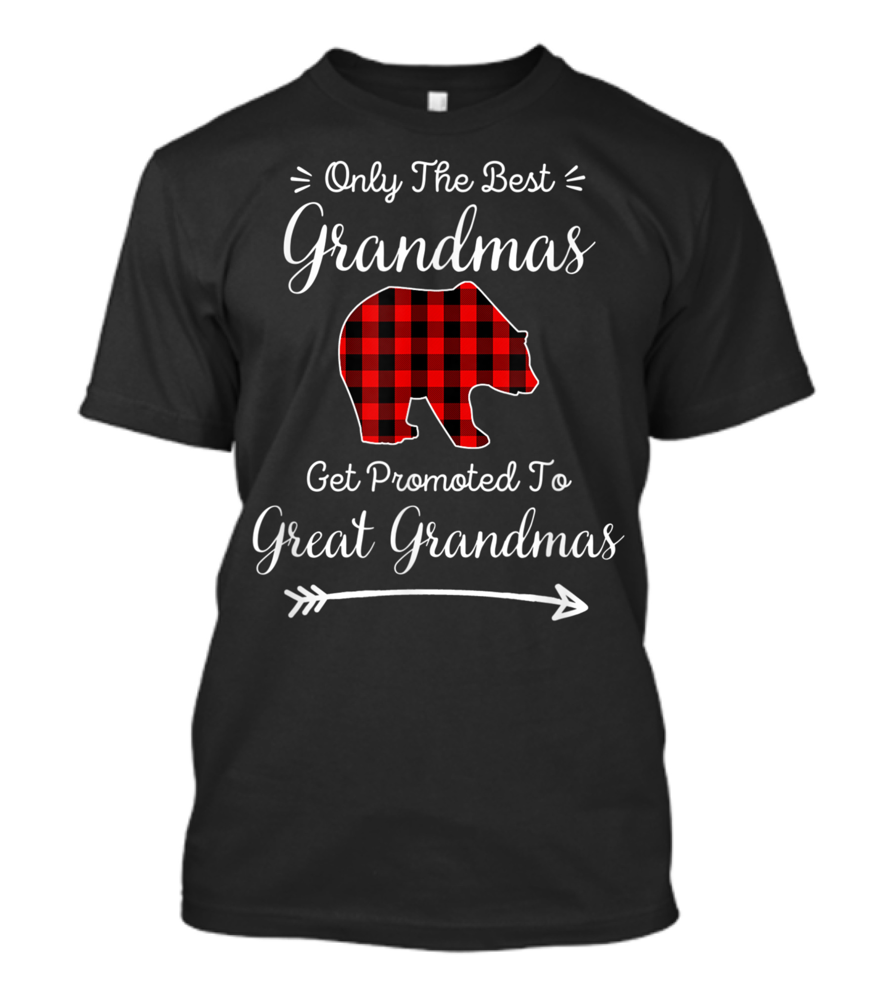 Only The Best Grandmas Get Promoted To Great Grandmas Bear Plaid T-Shirt