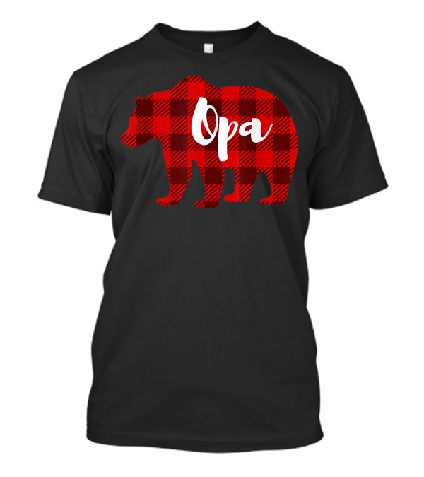 Opa Bear Plaid Pattern Grandparents Family Mens Clothing T-Shirt