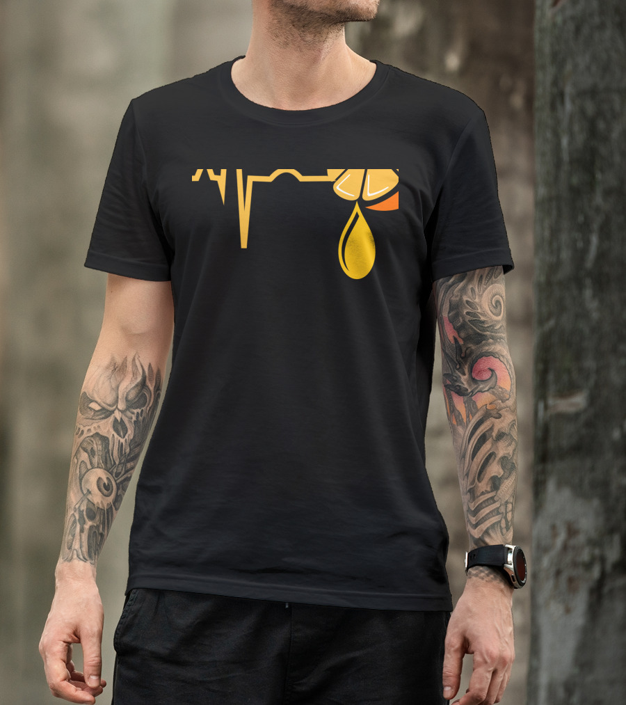 Orange Juice Citrus Heartbeat Pulse Drop T-Shirt
