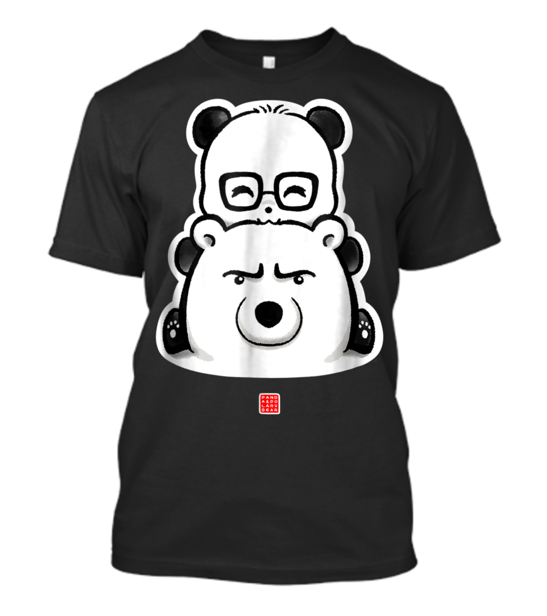 Panda And Polar Bear Bears Stacked Cuddly Friends T-Shirt
