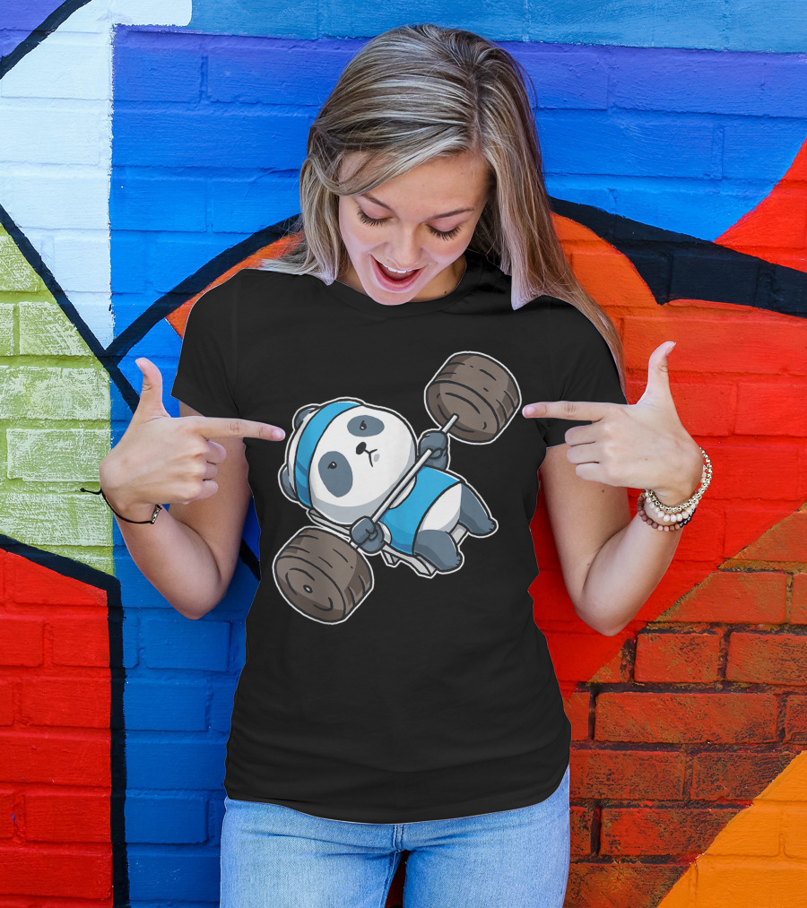 Panda Bear Gym Workout Weightlifting Bench Press Training T-Shirt