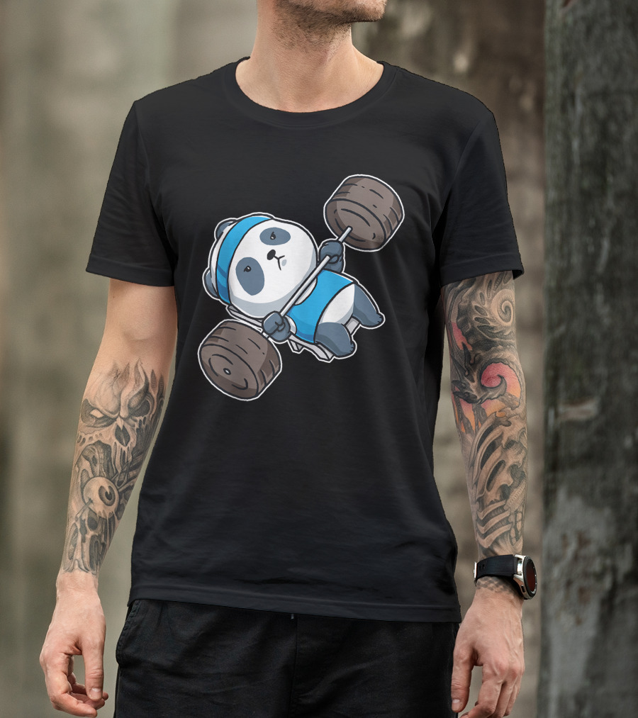 Panda Bear Gym Workout Weightlifting Bench Press Training T-Shirt