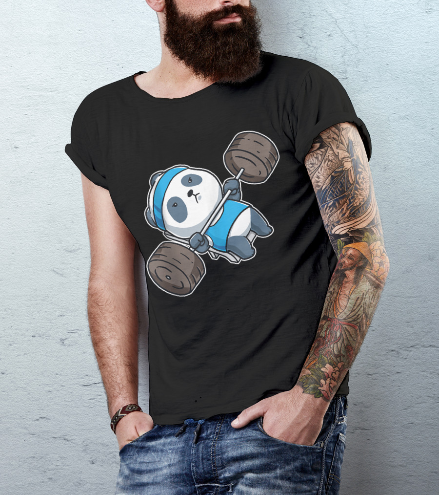 Panda Bear Gym Workout Weightlifting Bench Press Training T-Shirt