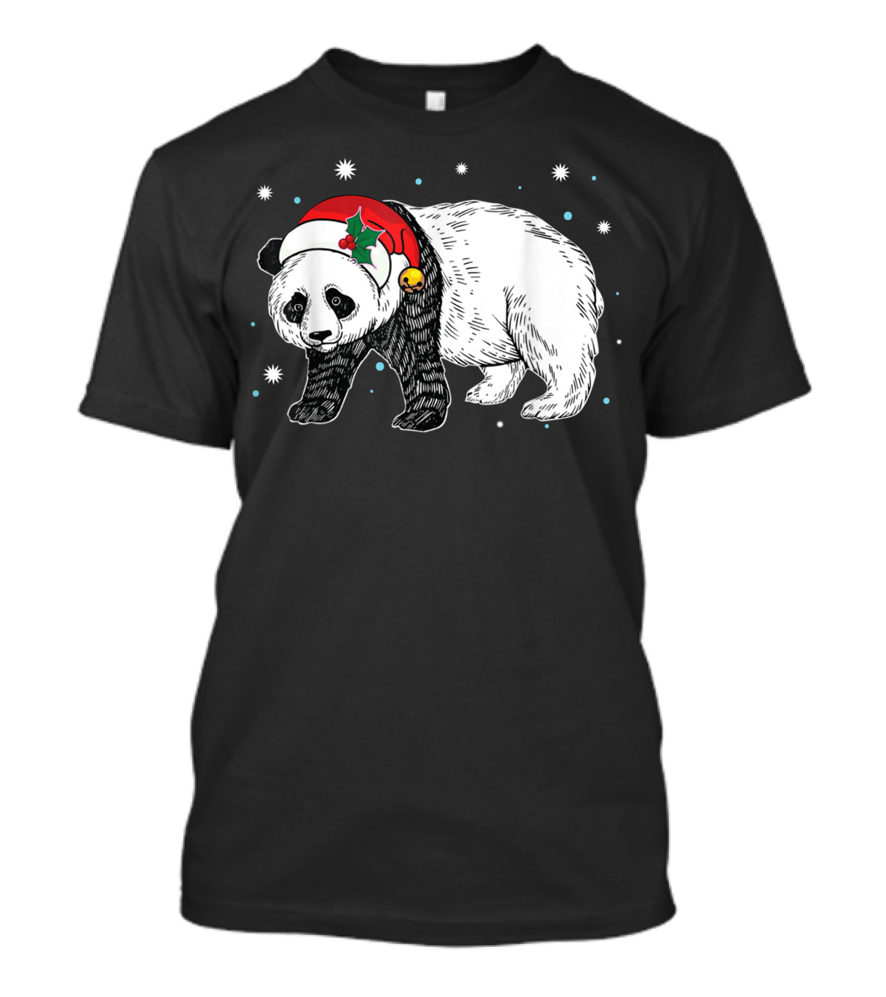 Panda Bear With Santa Hat And Bell For Animal Lovers T-Shirt