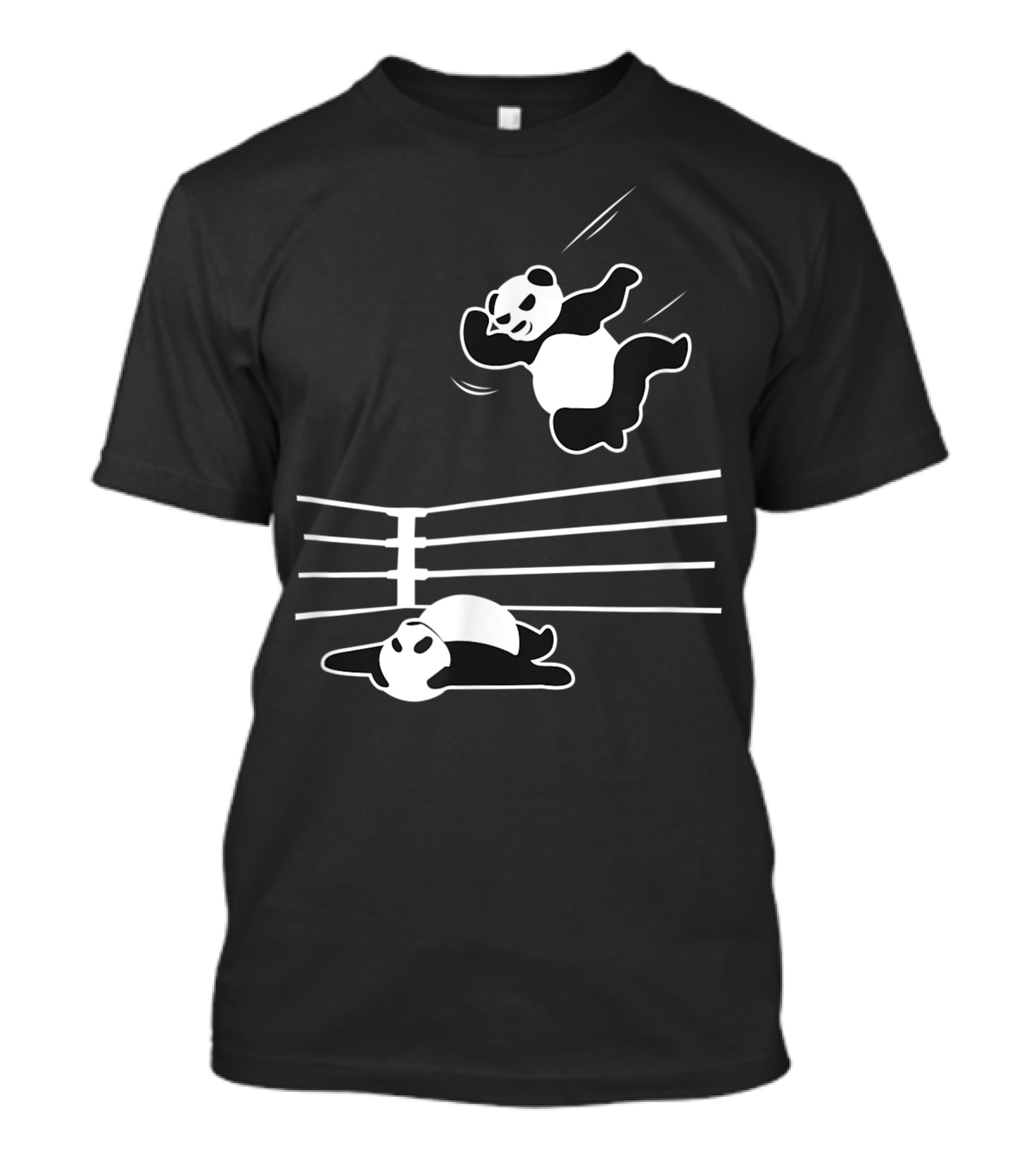 Panda Bear Wrestling In Ring Leap And Slam T-Shirt