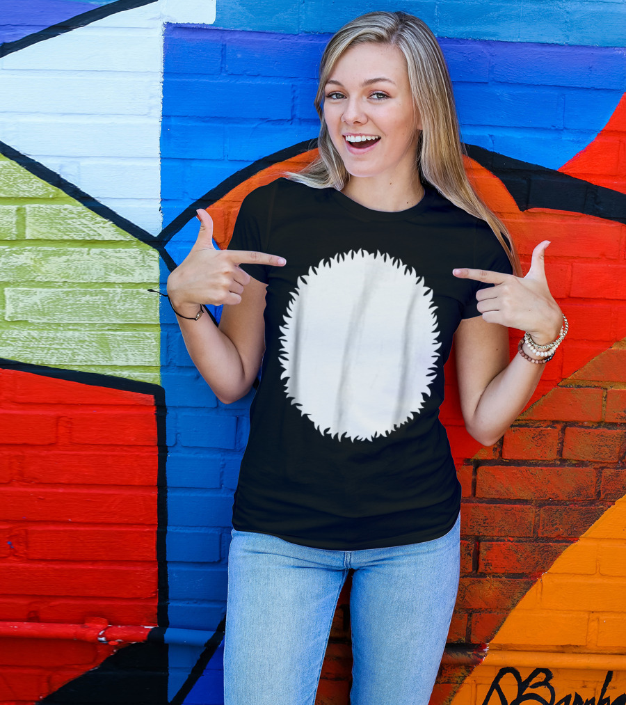 Panda Belly Skunk White Polar Bear Fluffy Oval Shape T-Shirt