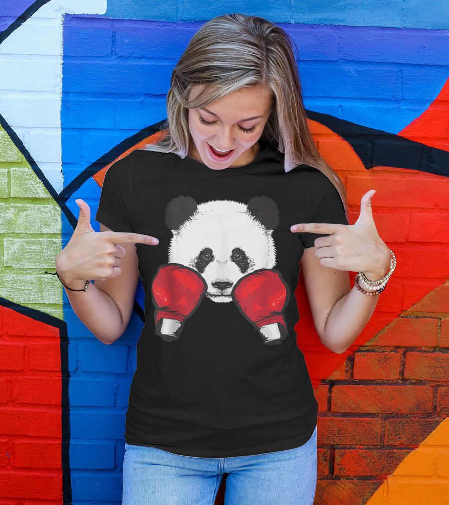 Panda Boxing Gloves Cool Animal Lover Boxer Fan T-Shirt